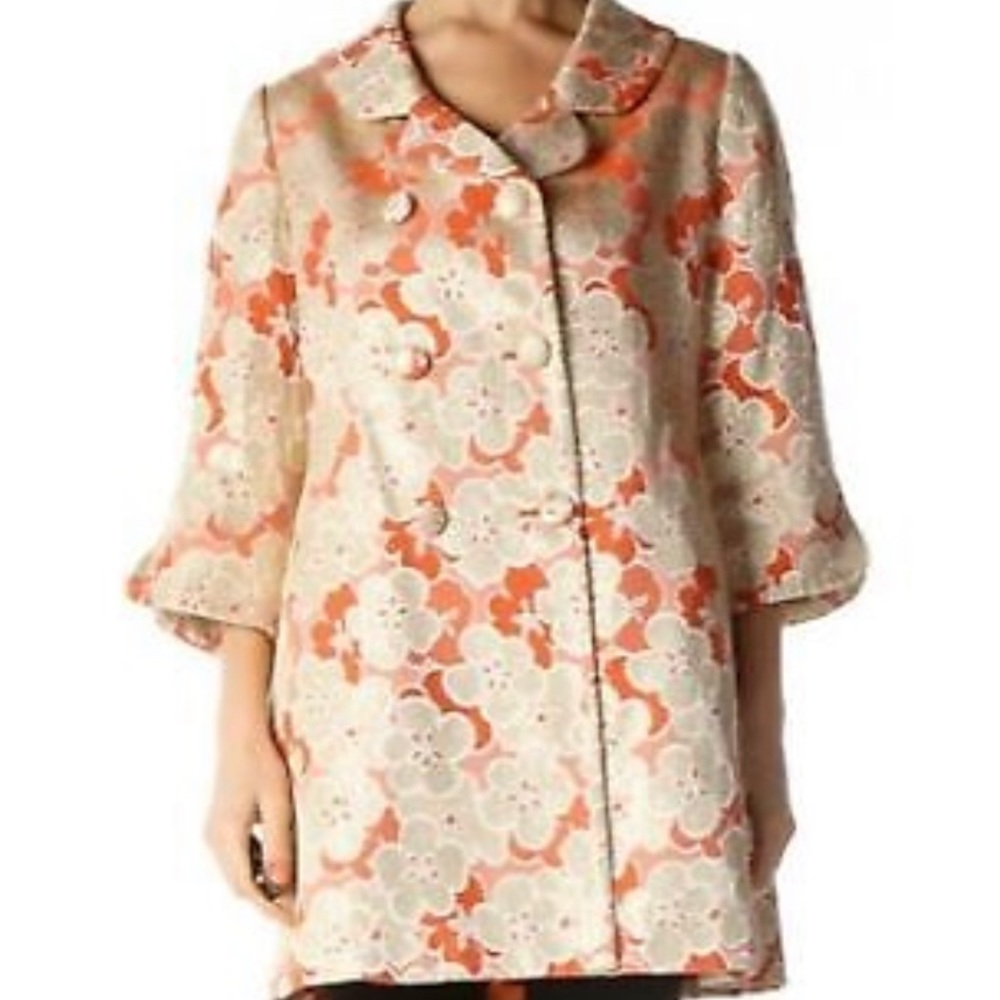 Vintage Banana Republic Gold & Orange Brocade Floral Jacquard Coat from 2000s
